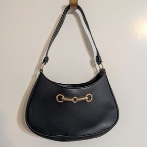 Black Shoulder Bag with Gold Accent